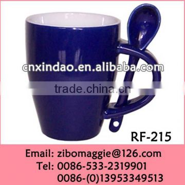 Personalized Popular Beautiful Colored Porcelain Promotional Milk Mug with Spoon