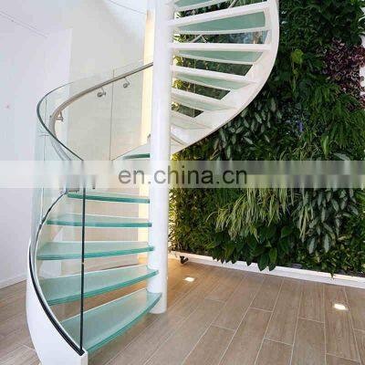 UK glass staircase custom modern open glass spiral staircase idea