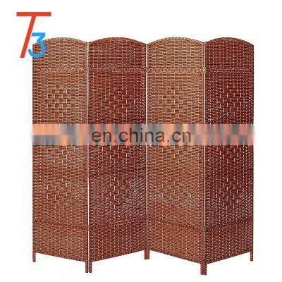 Woven Paper Screen Room Divider Brown Folding Screens Freestanding photo-5