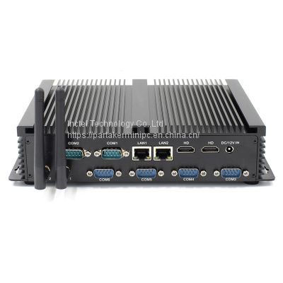 Partaker I4 Industrial Mini PC with 6 COM 2 HDMI 2 Lan Black Color Intel i3 4005u 4010u i5 4200u i7 4500u Processor