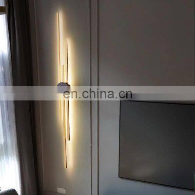 Surface Mount Minimalist Luxurious Black Gold LED Long Wall Light Indoor Copper Wall Lamps Sconce