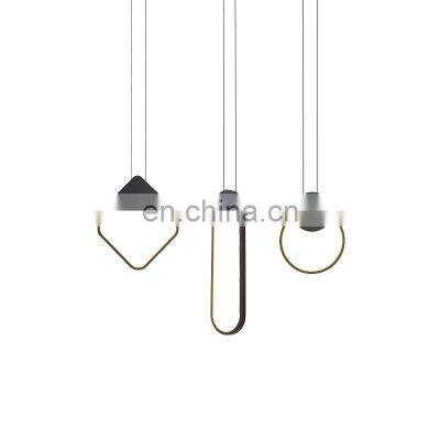 2022 New Style Nordic Minimal Line Three Heads Home Art Decorate Led Small shop decoration chandelier Pendant Lamp