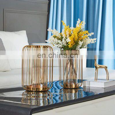 Popular Design Home Decor Luxury Nordic Porcelain Gold Flower Ceramic Decoration Small Marble Vase For Table photo-4