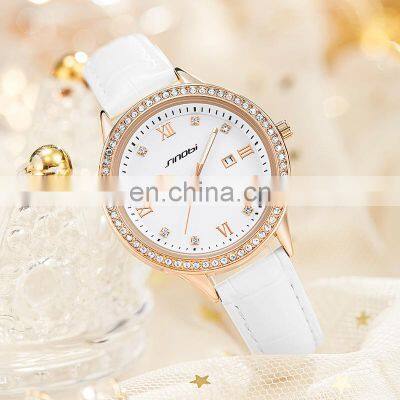 Sinobi China Guangzhou Watch Factory 3ATM Waterproof Watches For Woman S9846L Luxury Red White Leather Strap Watches