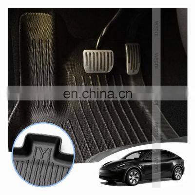 2022 Car Mats for Tesla Model Y TPE Interior Accessories Non-slip 3D Piano Pads Mats New Design Protective