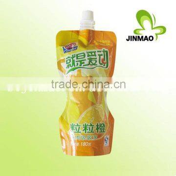 Hot filling standing reusable juice spout pouch bags