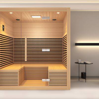 Minimalist Style Wooden Indoor Wet Steam Sauna Room With Bluetooth Speaker and Touch Control photo-4