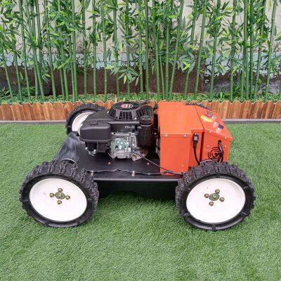 Industrial 4WD Grass Trimming Machine Single Cylinder Gasoline-Powered Remote Operated Self-Propelled Weed Mower-China photo-3