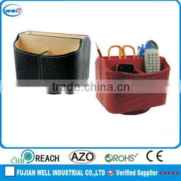 High end PU leather rotating desk organizer