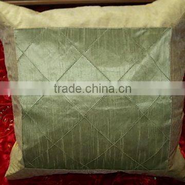 Polyester dupion plain cushion cover with brocade border