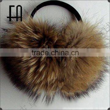 Factory direct wholesale price winter fur earmuff/raccoon fur earmuff