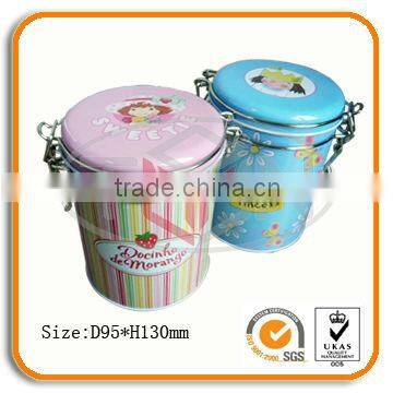 Round biscuit tin box with sealing ring