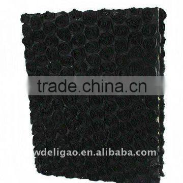 Black Crepe Rose Flower Pattern Cloth Wrapping Ring Binder Desktop File Folder for Office Stationery Cardboard