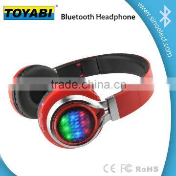 2015 Bluetooth LED headphone with FM and TF card play music 3 in 1 foldable wireless headset with LED light