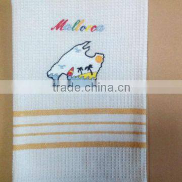 cotton white embroidered tea towel