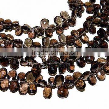 Smoky Quartz Faceted Pear Shape Beads