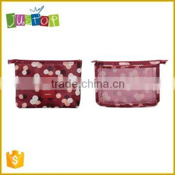 Justop Cute Floral Mesh Cosmetic Bag waterproof Makeup Bags