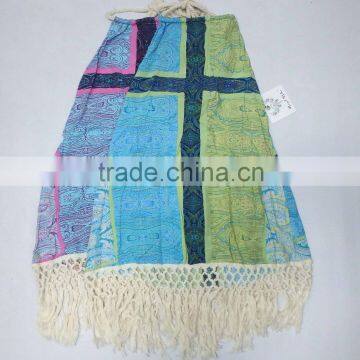Ethnic hemp rope tassels backless sleeveless dress