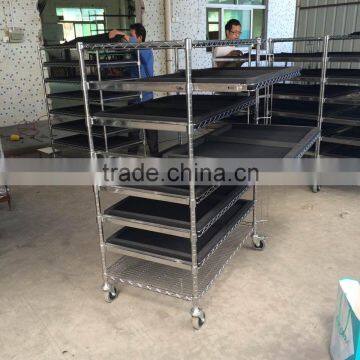 Sliding wire shelving cart