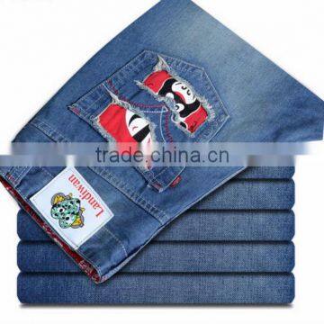 2015 Ripped Slim100% Cotton Jeans Top Fashion Men Designer Jeans Stock Men Stone Washing Hole Blue Jean Trouser With Opera Face photo-5