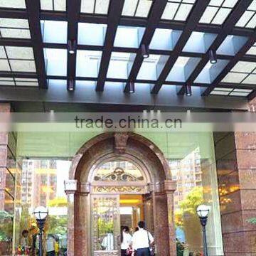 Steel frame laminated glass door canopy awning