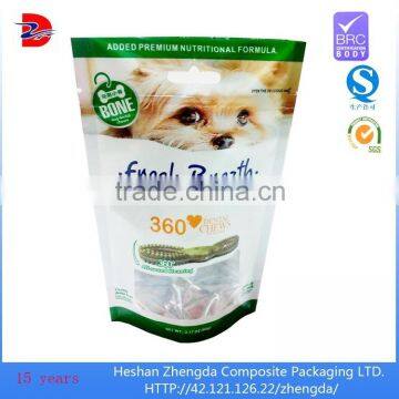 Self standing zipper dog treats PE laminated plastic dried food packaging bag