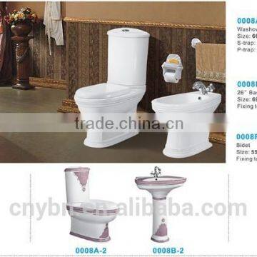 Sanitary ware ceramic toilet suite, decoration color two piece toilet