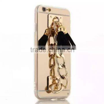 Luxury Tassel Metal Chain Mirror Rubber TPU Mobile Phone Cover Case For Apple IPhone 5G 5S 6S 6 Plus photo-4