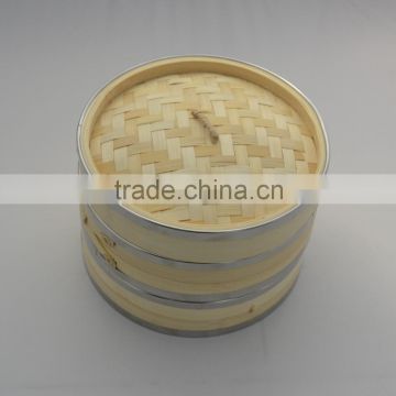 High quality 8-10 inch Bamboo steamer with steel rim