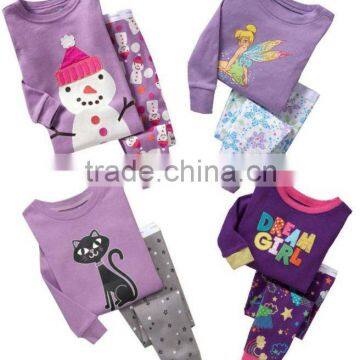 Long sleeve o-neck printed 100% cotton baby underwear,Purple series baby pajamas