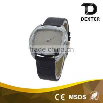 Top quality cheap price made in china mens stainless steel back genuine leather quartz watch