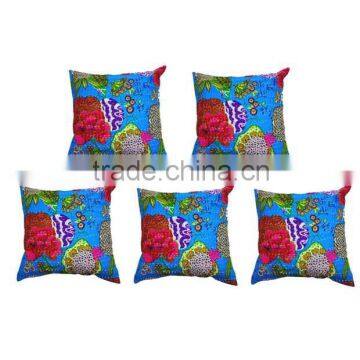 Fruit Print Kantha Cushion Cover Decorative Indian Cushion Covers Set Of 5 Pcs