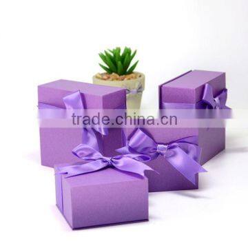 Luxury fashion custom purple jewellery ribbon boxes cases for women