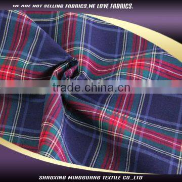 2015 new design cotton spandex check twill lady blouse polyester elastane fabric