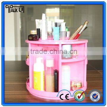 Beautiful Lady Rotatable Pink Counter Clear Acrylic Make up Organizer With Dividers, Custom Lipstick Holder Make up Organizer