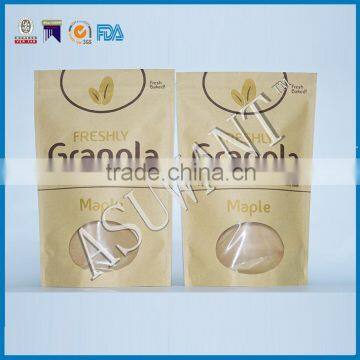 Custom Making Special Window Kraft Paper Brown Bag Printed Paper Kraft Bag Logo for Fruit Chips photo-2
