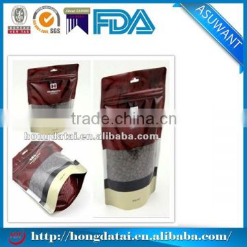 wholesale custom peinting stand up pouch with zipper/hang hole for coffee bean packaging