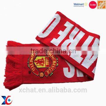 Fashion football fan scarf, infinity knit acrylic jacquard scarf, high quality soccer scarf