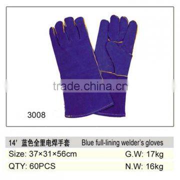 14'' blue full-lining welding hand gloves