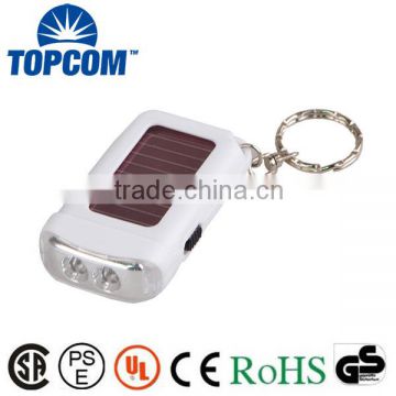 Personalized 2 LED White Plastic Solar Keychain Flashlight