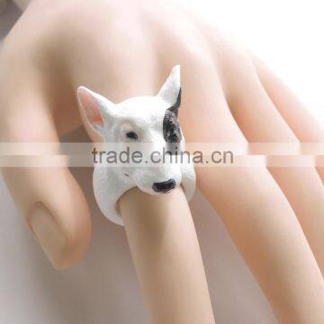 KARASU Designer Handmade Bull Terrier Adorable Dog Animal Stereoscopic Bullerier Finger Ring Party Midi Rings for Women Jewelry