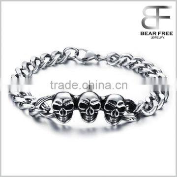 Fashion Jewelry Titanium Steel Skull Link Chain Bracelet for Mens/Womens