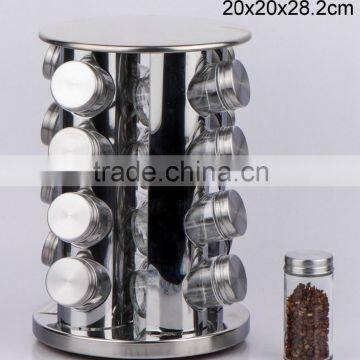 TW1031 16pcs glass spice jar set with stainless steel stand