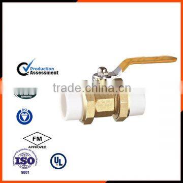 Brass level handle ball valve with PPR double union loose joint