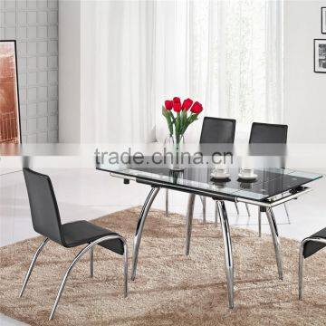 L808C Tempered Glass Rectangular Metal Dining Table