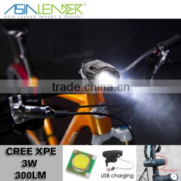 Professional Lighting Products 4 Light Level XPE 3W Cree Bicycle Light, Bicycle LED Light, USB Bicycle Light