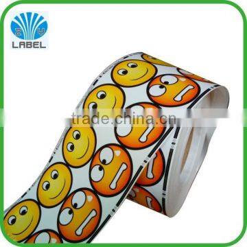 cheap price custom emoji sticker adhesive circle smile face sticker color printing vinyl emoji sticker roll