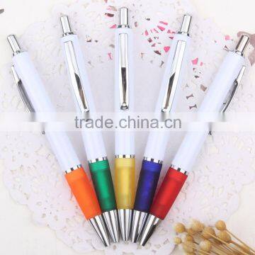 New stationery promotional plastic ball pen with silver accents for school and office