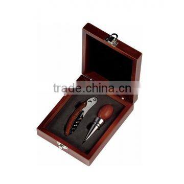 Set of 2 Rosewood Wine Set, Bottle Opener, Corkscrew And Stopper