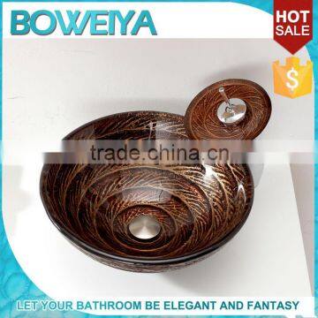 Boweiya Wholesale Bathroom Sink Frameless Crystal Glass Corner Sink